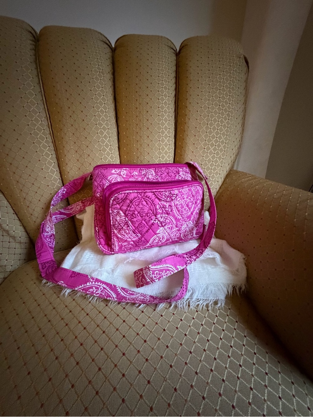 Vera Bradley Hot Pink Quilted Crossbody with Paisley